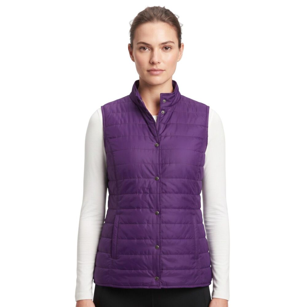 Avenue Purple Quilted Lightweight Zip-Up Vest Size 14